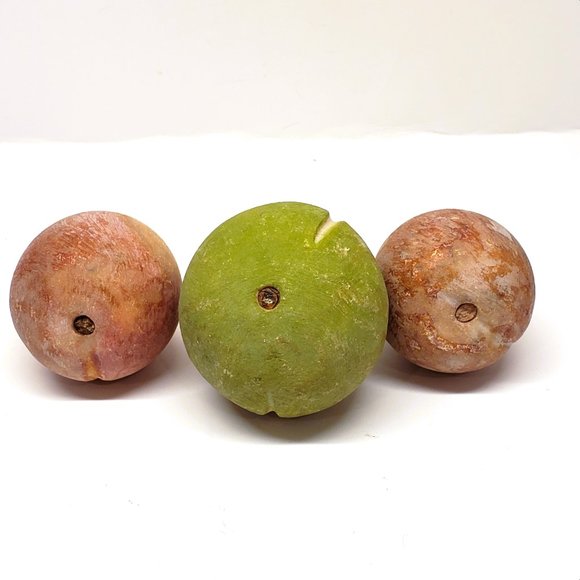 Alabaster Stone Marble Fruit Green FIG Purple PLUM Lot x3 Vintage Faux Realistic - Picture 5 of 8